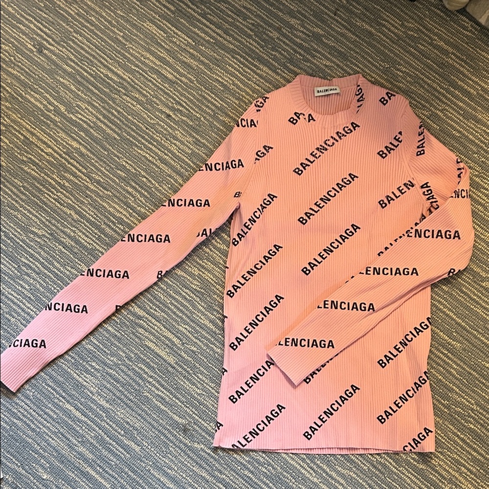 Balenciaga Pink Logo Print Top